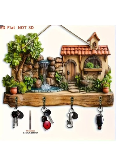 Ahşap Anahtarlık Ve Dekoratif Duvar Panosu, 4 Askılı 0011