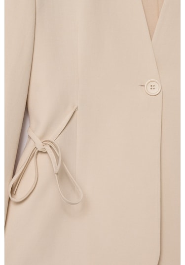 Thalure Kadın Krem Beli Bağcıklı Blazer