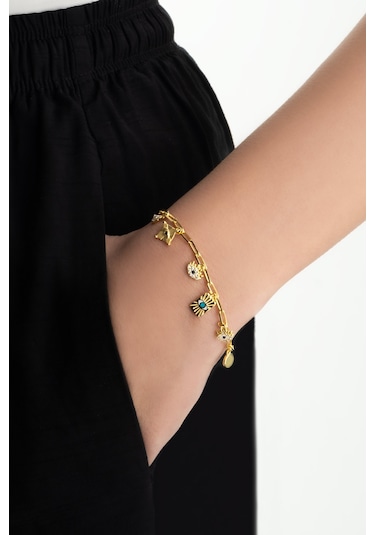 So Chic Bereket Işıltısı 18 Ayar Sarı Altın Kaplama 20 Cm Gümüş Bileklik Sarı