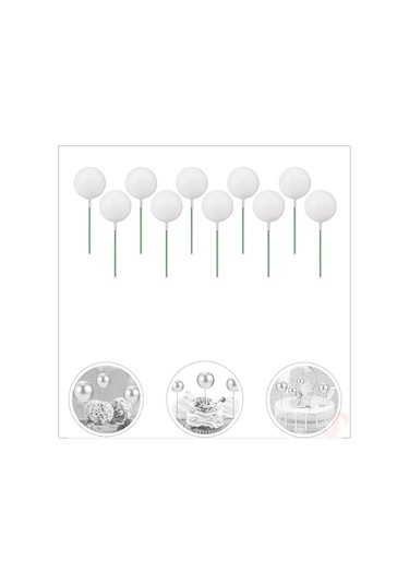 Çubuklu Süsleme Topu, 2cm X 10 Adet - Beyaz