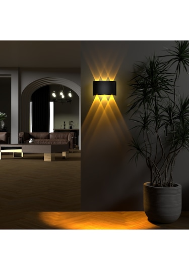 Uranüs Amber Işık Ledli Dekoratif Işık Süzmeli Iç Ve Dış Mekan Modern Bahçe Balkon Salon Teras Aplik Siyah