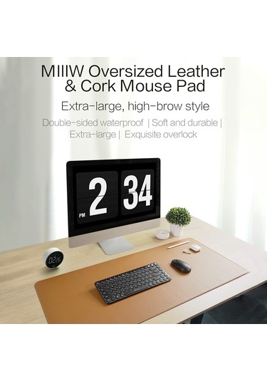 Ruicoo Mıııw Deri Mantar Masa Altlığı - Su Geçirmez, Kaymaz, Büyük Boy 900x400mm, Siyah - Ofis Ve Ev Kullanımı İçin İdeal