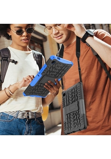 Monyee Samsung Tab A9 İçin 2-in-1 Düşme Koruyucu Kılıf, Omuz Kayışıyla, Kırmızı Renk, Dayanıklı Ve Taşınabilir Tablet Koruması