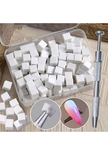 100lü Kalemli Küp Nail Art Ombre Ve Geçiş Süngeri Seti