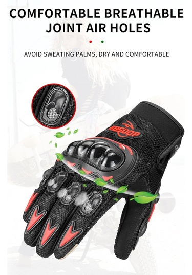 Bsddp 1 Çift Kaymaz Anti-Damla Nefes Tam Parmak Dokunmatik Ekran Motosiklet - Bisiklet Eldiveni
