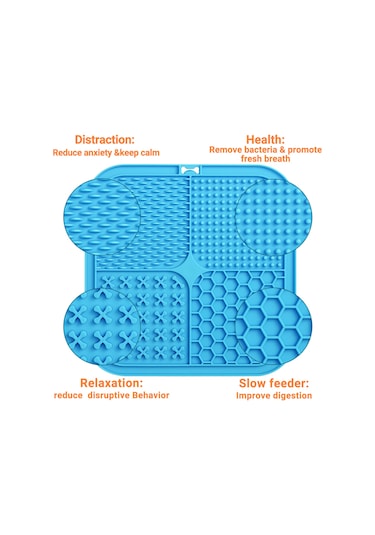 Vkemall Kedi Köpek Silikon Yavaş Yeme Padı, Stres Azaltıcı, Süper Tutuculu, 2 Adet Kırmızı-mavi + Sprey Silici