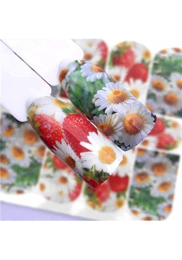 Tırnak Sticker Papatya Çiçek Süsleme Dövmesi Çoklu Etiket 8x7cm