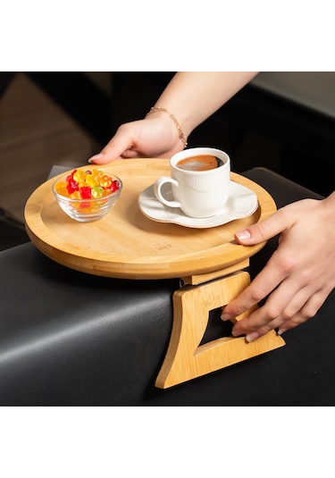 Porsima Pbt-414 Bambu Koltuk Matı Ahşap Kanepe Koltuk Kenarı Sehpa Yan Sehpa Koltuk Katlanabilir Koltuk Kenarı Tepsisi Bambu