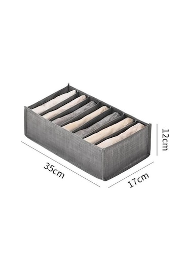 Giysileri Düzenlemek İçin Bölmeli Katlanabilir Kumaş Saklama Kutusu Gri