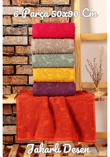 Mira Home 6 Lı El Yüz Jakarlı Havlu Seti Doku Desen Çok Renkli