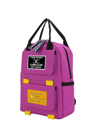 Case Club Kadın Sırt Çantası Yandan Cepli Su Geçirmmez Kumaş Pembe