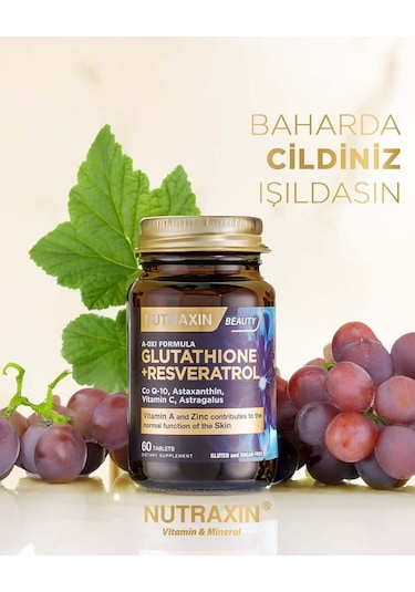 Nutraxin A-Oxi Formula Glutathione Resveratrol 60 Tablet Astaksantin Q-10 Çinko Bakır Selenyum