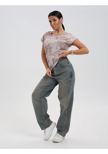 Janelshop Açık Kahverengi Yazlık Bluz 348163111 Kahverengi-gri