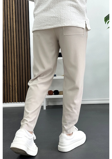 Edwox Erkek Asimetrik Kesim Daralan Paça Pantolon Krem Edw437 Krem