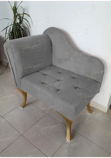 Yeni Model Tekli Köşe Koltuğu Josefin Bench Gold Ayak Turkuaz