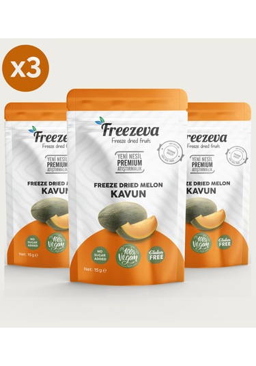 Freezeva 3'lü Paket Dondurularak Kurutulmuş Kavun Freeze Dried Kavun Freeze Dry Kavun Kurusu 3x15 Gr 15 G