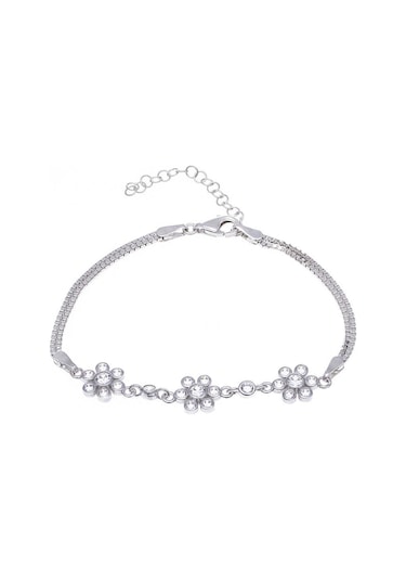 Nagıss Çiçek Model Zirkon Taşlı Gümüş Kadın Bileklik