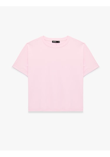 Koton Pamuklu Regular Fit Kısa Kollu Bisiklet Yaka Basic Tişört Pembe 6sak60004uk Gül