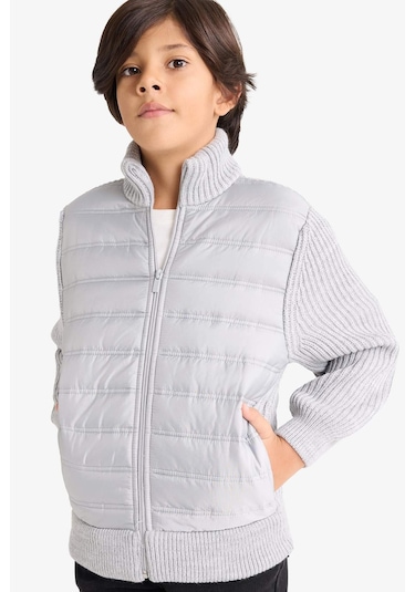 Defacto Erkek Çocuk Yarım Balıkçı Yaka Fermuarlı Triko Hırka C1765a825augr400 Gri