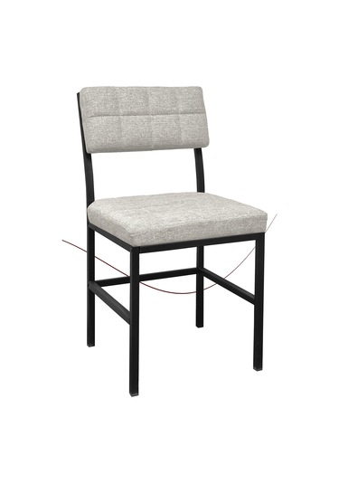 Nemeron İkon Mutfak Sandalyesi Keten Kumaş Metal Sandalye Silinebilir Kafe Salon Sandalyesi - Krem Krem