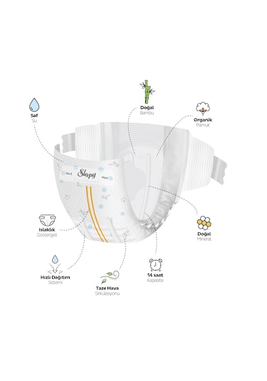Sleepy Bio Natural Premium Plus Airbag Comfort Süper Paket Bebek Bezi 4 Numara Maxi 52 Adet