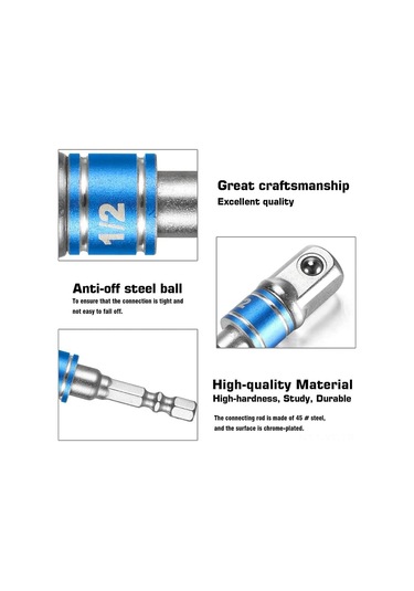 Yifomall Çelik Mıknatıslı 3'lü Adaptör Seti - 1/4", 3/8", 1/2" - Çift Oluklu - Otomobil Ve Ev Tamiri İçin