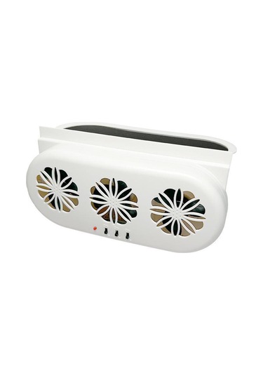 Hallow-3  Usb Ve Güneş Enerjili Fanlı Araba Egzoz Hava Vantilatörü Beyaz