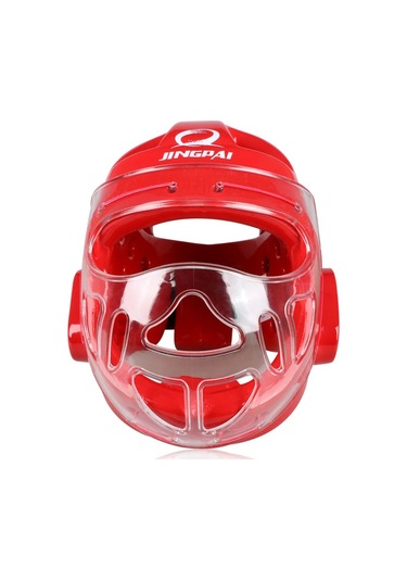 Tam Yüz Baş Koruma Karate Kask Tekvando Şapka Mma Kick Boks Kafa Kırmızı