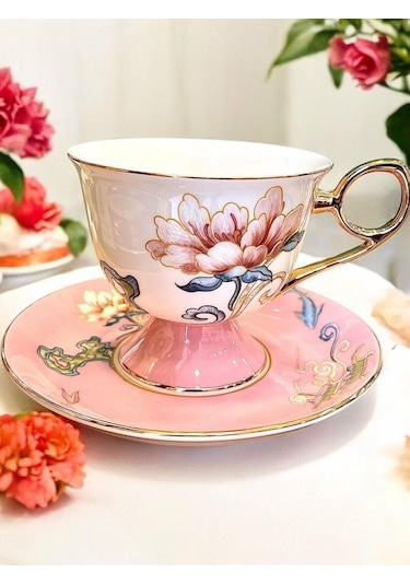 Roykıng Zoa 2 Li Çay Fincanı Bone Chına Pembe
