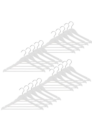 Ahşap Görünümlüplastik Elbise Askısı A Kalite 20adet Al4493 Beyaz