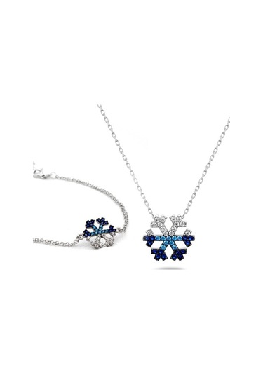 925 Ayar Gümüş Kar Tanesi Kolye Bileklik Kombin