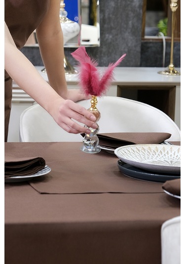 Dream Kumaş Peçete Modelleri Leke Tutmaz Kumaş Peçete Çeyiz Seti 6lı Paket Kahverengi