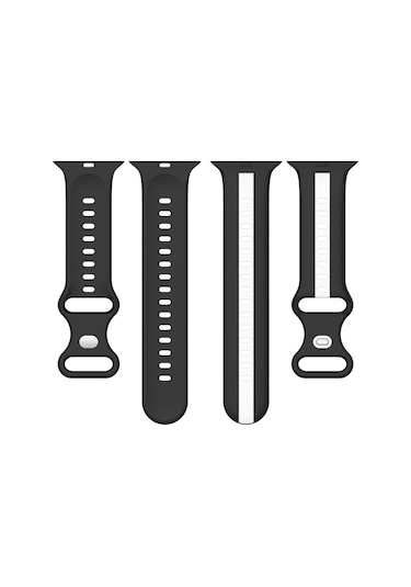 Sones Kelebek Tokalı İki Renkli Silikon  Saat Kordonu iOS Uyumlu  Watch Serisi 8-7 45mm / Se 2-6-se-5-4 44mm / 3-2-1 42mm