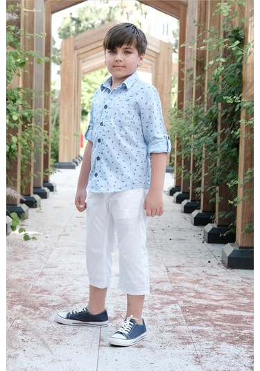 Pamuk Gömlek Uzun Kol Mavi Punky Animals 2022-B-0002