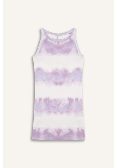 DeFacto Kız Çocuk Batik Desenli Fitilli Kaşkorse Kolsuz Yazlık Elbise B4489A825SMPR67