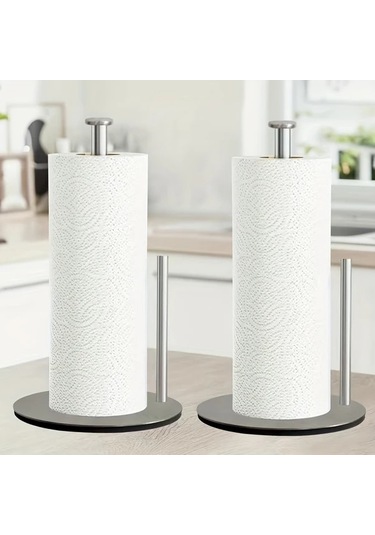 Honeybeeshop Mutfak Rulo Tutucu 2 Adet Siyah Premium Paslanmaz Celik Papir Rulo Tutucu Tezgah Rulo Dagiticisi -