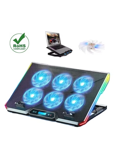 6 Fanlı Laptop Notebook Soğutucu Ledli 2 Usb Led Işıklı Dizüstü B