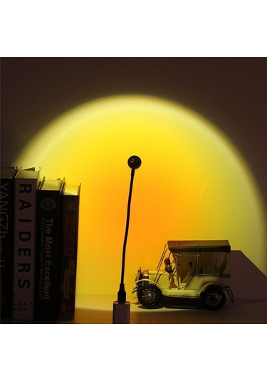 Sarı Gün Batımı Lambası Usb Kahve Dükkanı Duvar Dekor Işıkları 28cm Çok Renkli