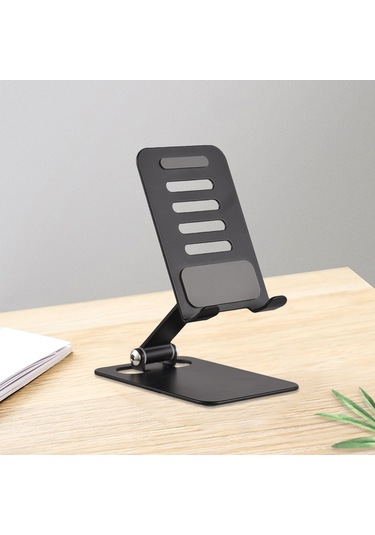 Konesam Alüminyum Masaüstü Telefon/tablet Tutucu - Açı Ve Yükseklik Ayarlanabilir - Siyah