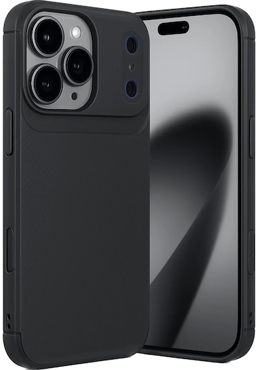 İphone Uyumlu 17 Pro Max Kılıf Focus Carbon Silikon Kapak Siyah