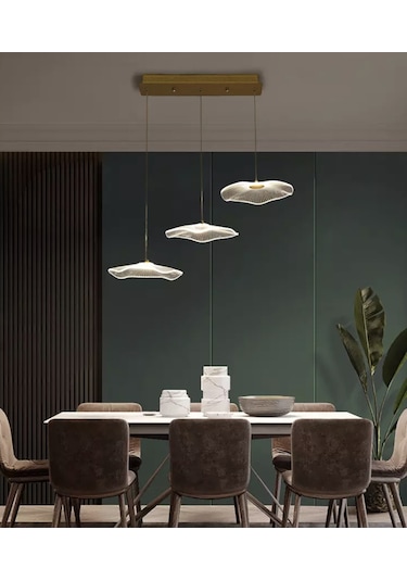 Burenze Burenze Luxury Exclusive Üçlü Sıralı Sarkıt Led Avize Jellyfish Gold Sarı Ledli Avize -burenze2022-7 Gold Sarı