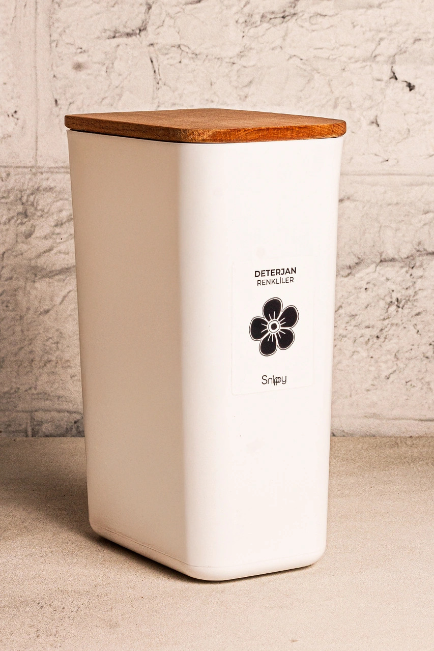 Clean - 3'lü Büyük Boy Deterjan Saklama Kutusu Etiketli Banyo Toz Tablet Toz Deterjan Kutusu 2900 Ml Ahşap