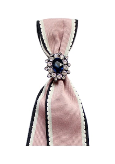 Magideal Suntek Kadın Boyun Kravatı İpeksi Retro Tarzı Beyaz-pembe Beyaz - Pembe