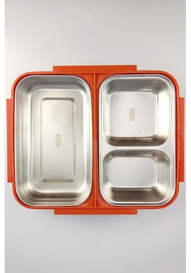 Digithome Bölmeli Çelik Hazneli Yemek Taşıma Ve Saklama Kabı İş Ofis Okul İçin 25 Cm Turuncu - Yk1392 C320.025