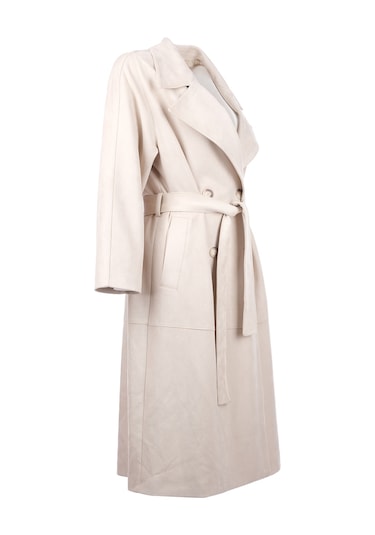 Scl Minimalist Oversize Midi Pardesü - Günlük & Şık Bej