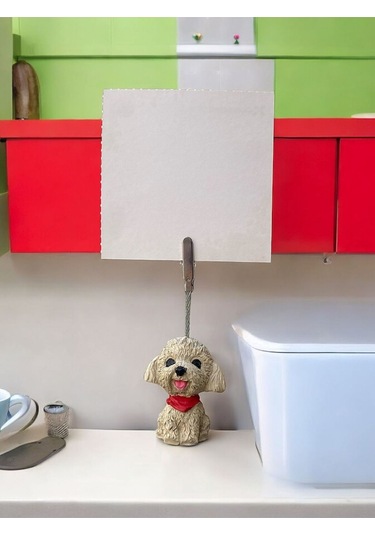 Kırmızı Fularlı Kawaii Sevimli Köpek Fotoğraf Not Tutucu Kırmızı