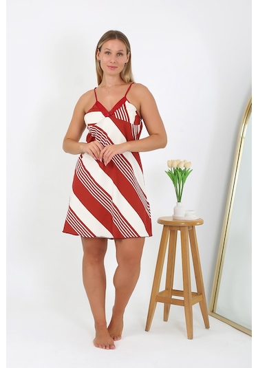 Akbeniz Kadın Büyük Beden İp Askılı Gecelik 98513 Kırmızı