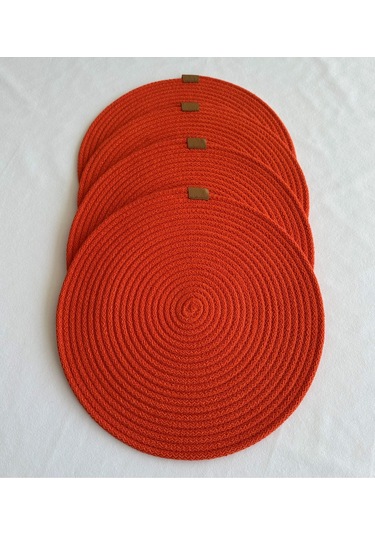 Yuvarlak Amerikan Servis Sofra Altlığı, Masa Dekoru Supla 33x33 4lü Turuncu