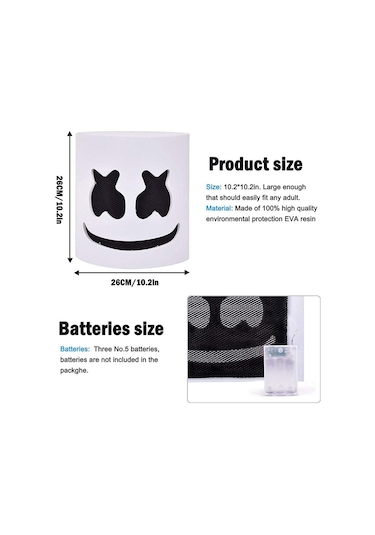 Marshmello Dj Maskesi Cadılar Bayramı Cosplay Maskesi