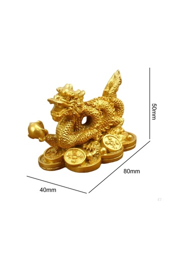 Altın Çin Ejderha Heykeli Heykel Şans Şans Başarı Koleksiyon Dekorasyon 3.15x1.57x1.97 İnç Nefis
